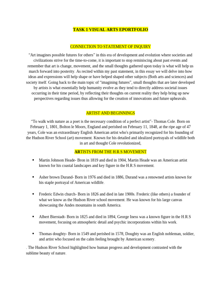 Task 1 Visual Arts Pdf Social Science History