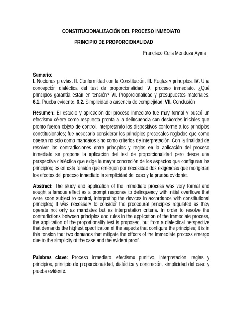 La Constitucionalización Del Procesos Inmediato | PDF | Ley procesal ...