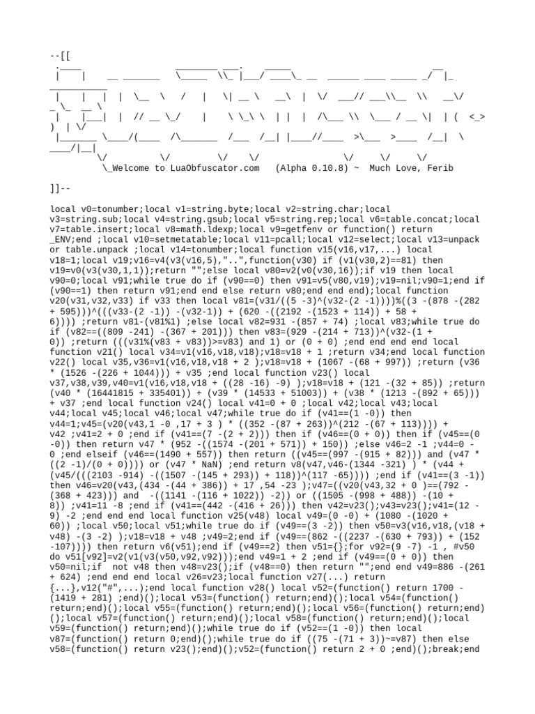 Lua Obfuscator: Código e Funções | PDF