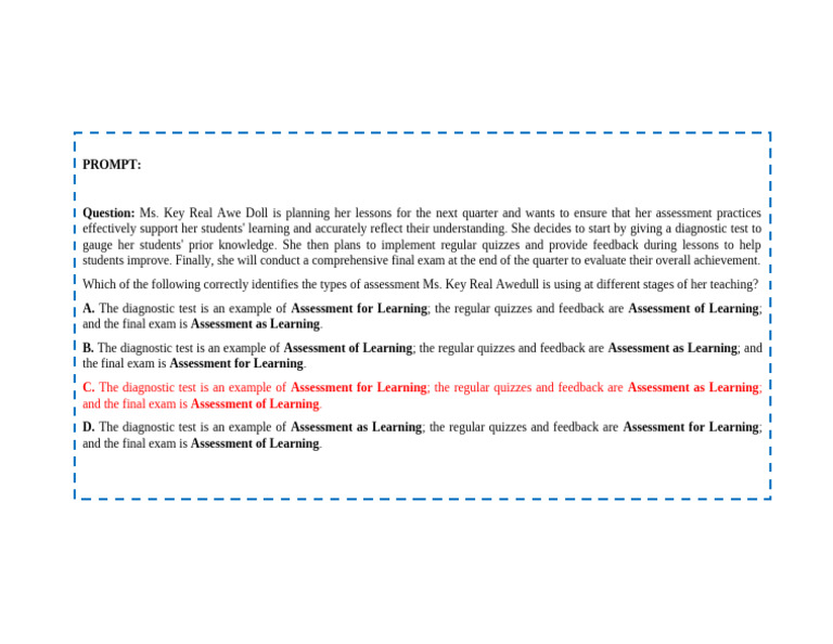 Assessment Types in Teaching Practices | PDF | Self-Improvement