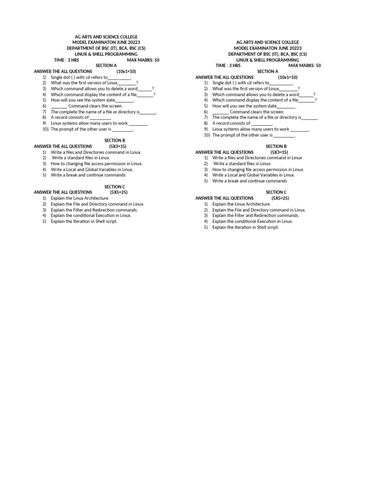 Linux model qp 2023 pdf unix software engineering