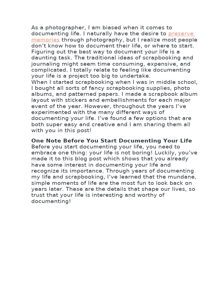 Creative Ways to Document Your Life | PDF | Scrapbooking