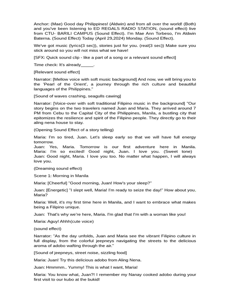 Fiery Regals Radio Drama Script | PDF | Foreign Language Studies | Art