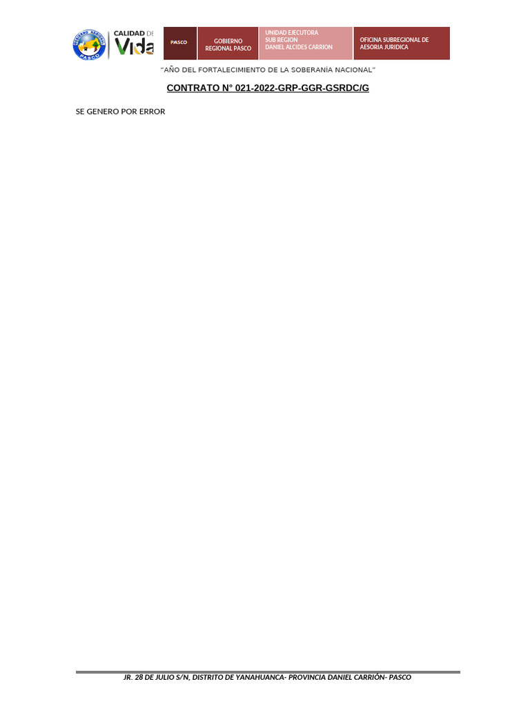Contrato 021-2022-GRP-GGR-GSRDC/G Pasco | PDF