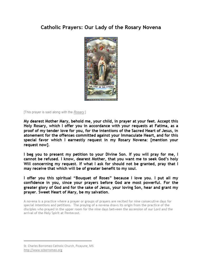 Our Lady of the Rosary Novena Prayer | PDF