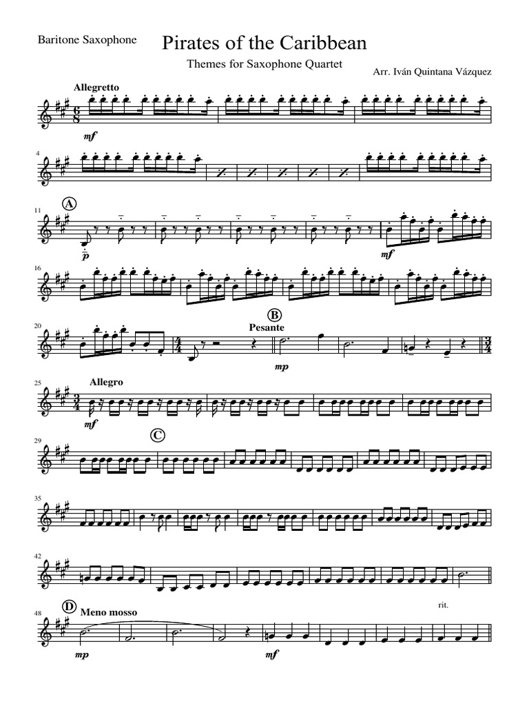 Pirates of The Caribbean Themes Baritone Saxophone - 241022 - 192736 ...