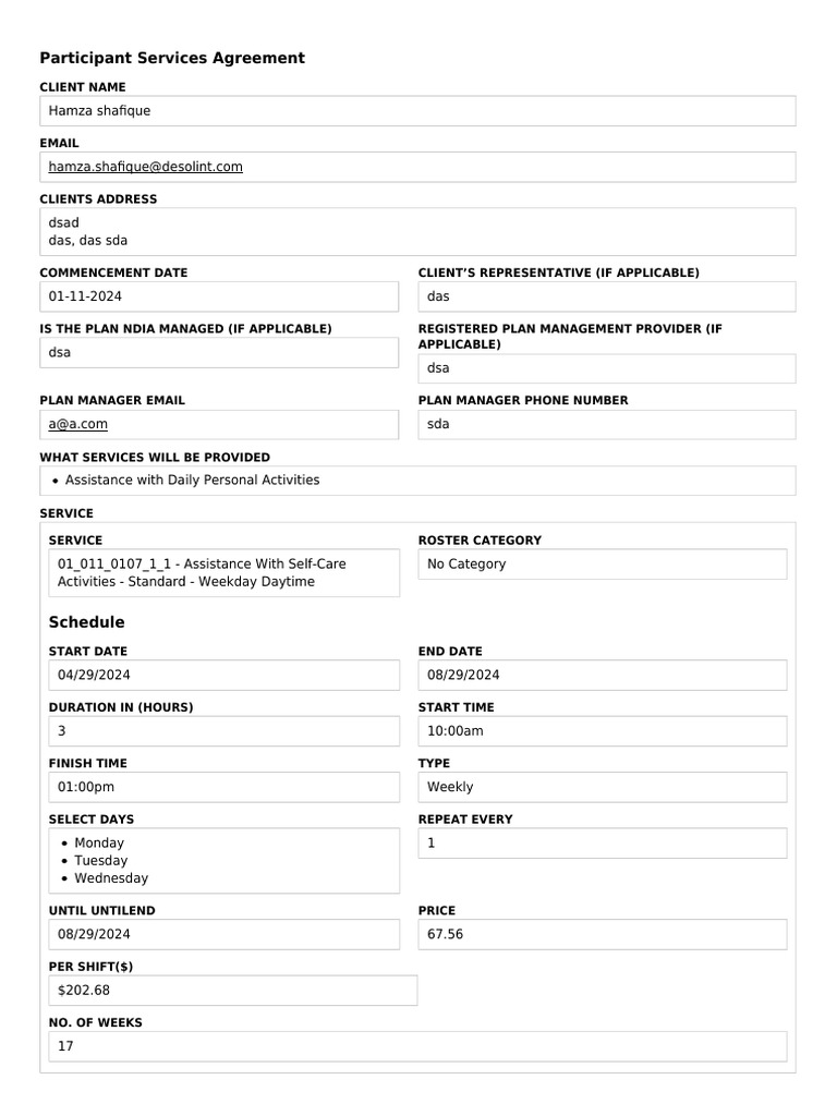 Participant Service Agreement | PDF
