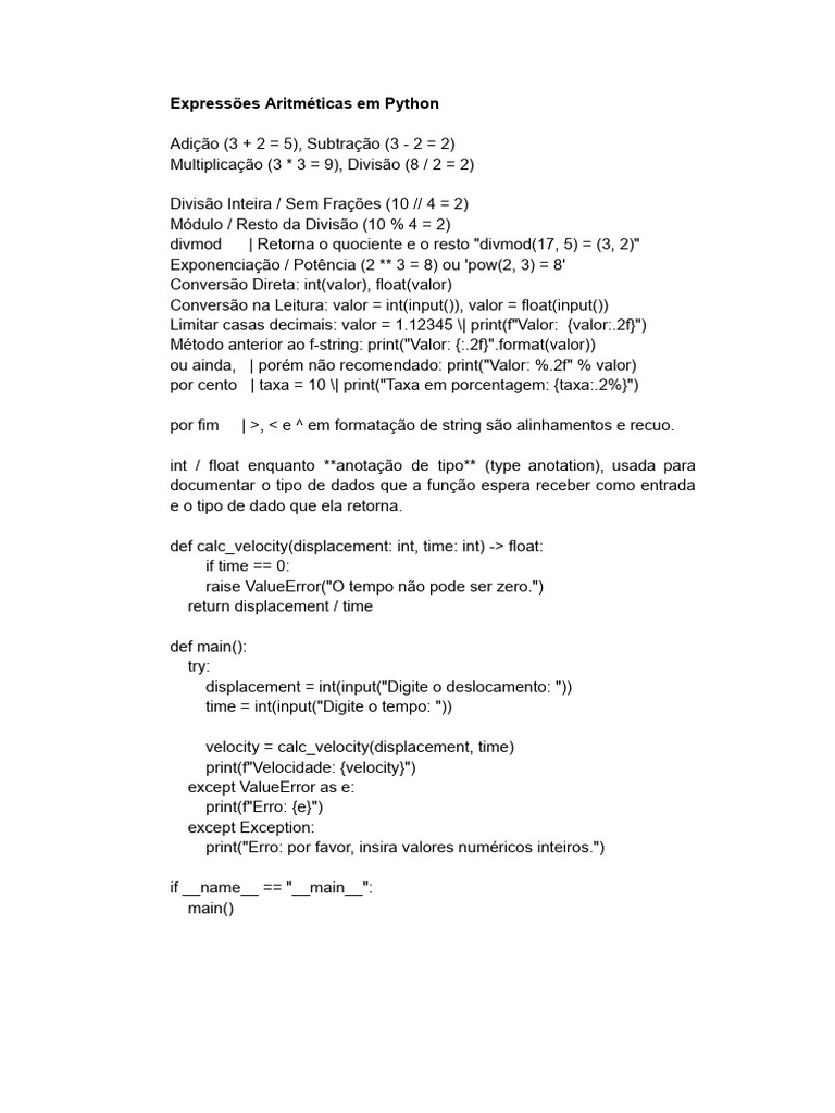 Operações Aritméticas em Python | PDF | Computadores