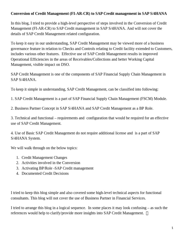 S4HANA Credit Management Reports, Tables | PDF | Credit