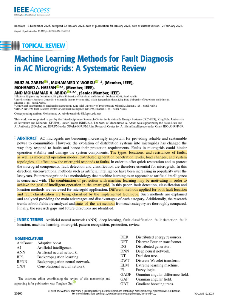 Machine Learning Methods For Fault Diagnosis in AC Microgrids | PDF ...