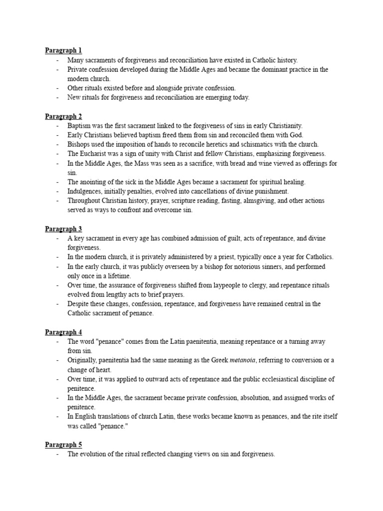 Theology Bullet Point Assignment | PDF | Penance | Sacraments