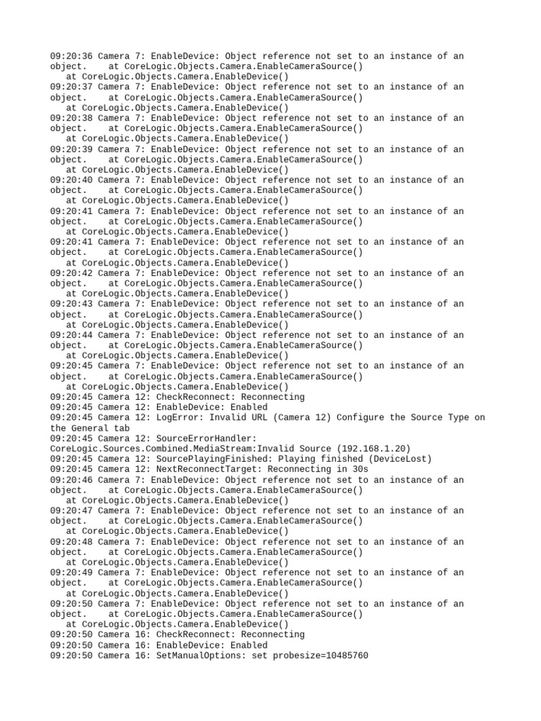 Camera Device Error Log Analysis | PDF | Computer Programming | Computing