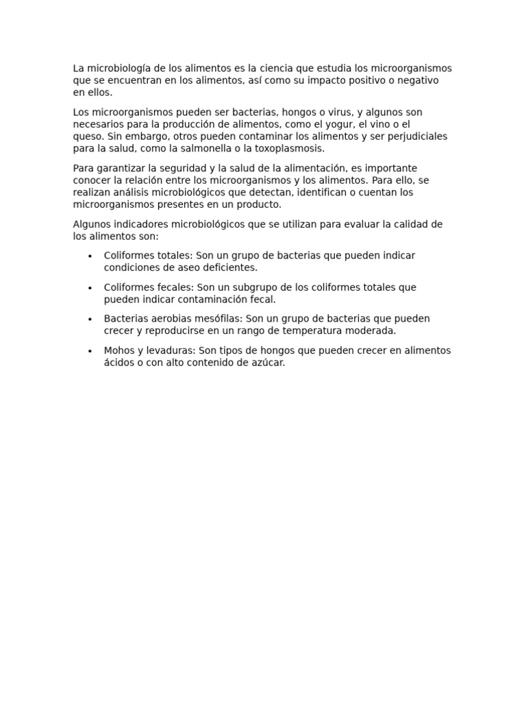 La Microbiología de Los Alimentos | PDF