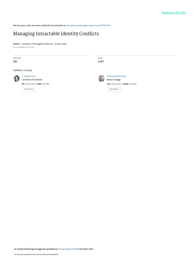 Managing Intractable Identity Conflicts | PDF | Mergers And ...
