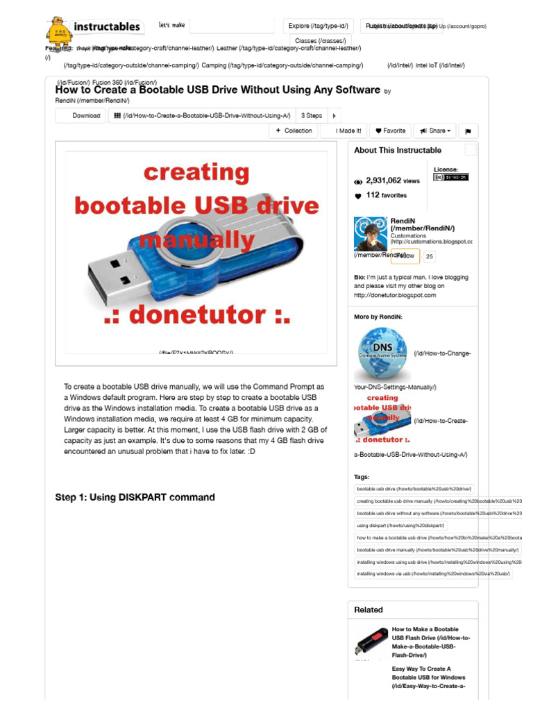 Create Bootable USB for Windows Install | PDF | Usb Flash Drive | Booting