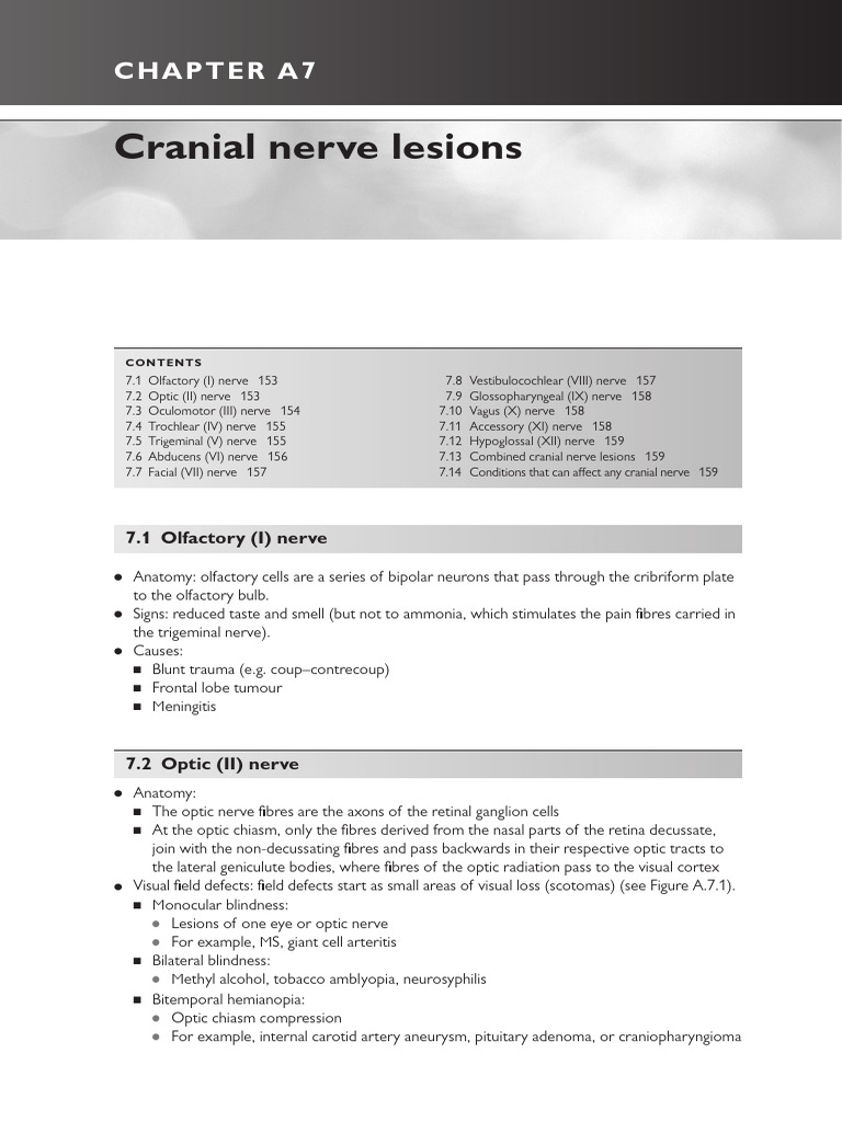 Cranial Nerve Anatomy and Lesions | PDF | Nervous System | Human Head ...