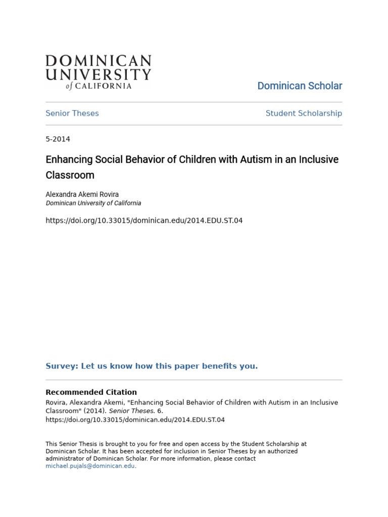 Enhancing Social Behavior of Children With Autism in An Inclusive | PDF ...