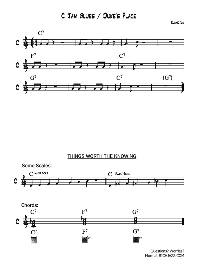 Blues Cjamblues Pdf Elements Of Music Music Theory