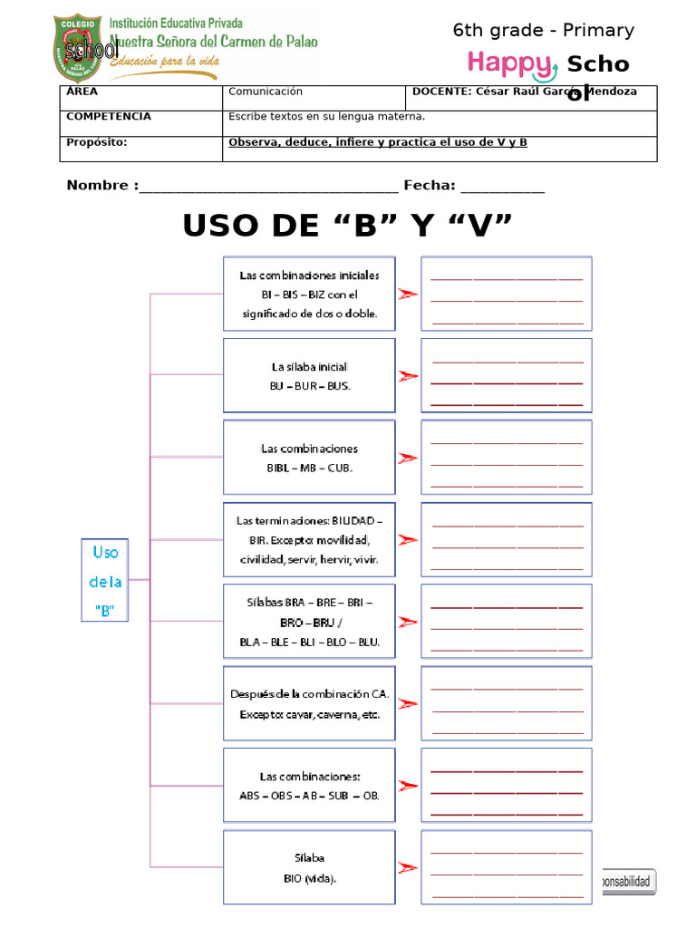 Uso de B y V en 6° de Primaria | PDF | Lingüística