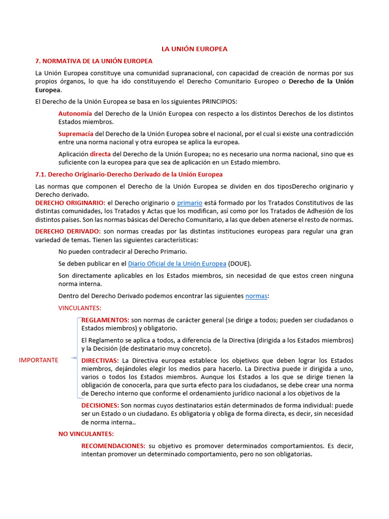 Normativa y Estructura de la UE | PDF | Ley de la Unión Europea ...