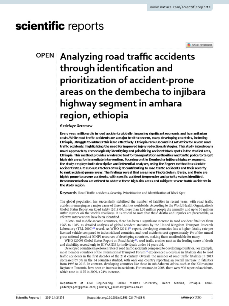 Traffic Accident Analysis in Ethiopia 2024 | PDF | Traffic Collision ...