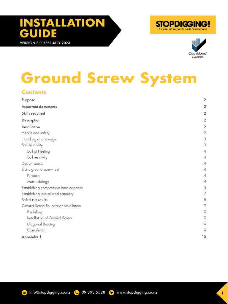 Ground Screw Installation Guide NZ | PDF | Screw | Deep Foundation