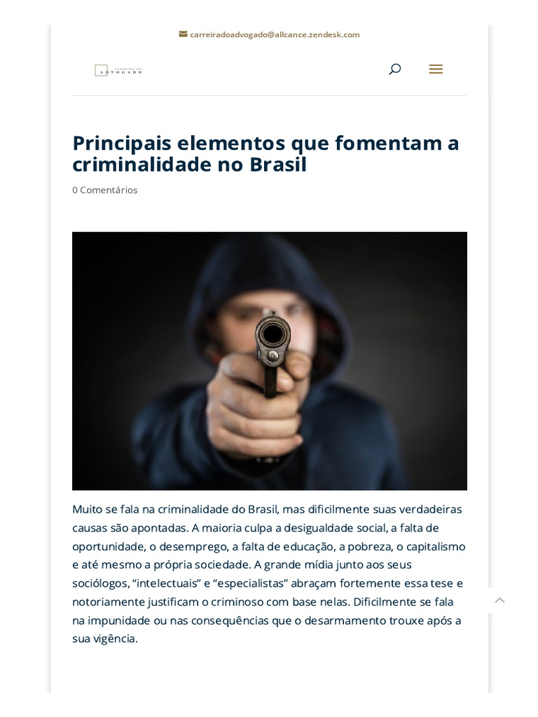 Causas da Criminalidade no Brasil | PDF | Visão geral das leis de armas ...