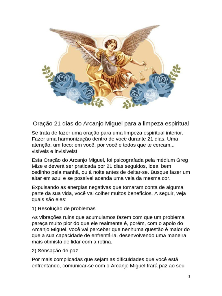 Oração de 21 Dias com Arcanjo Miguel | PDF | Jesus | Deus