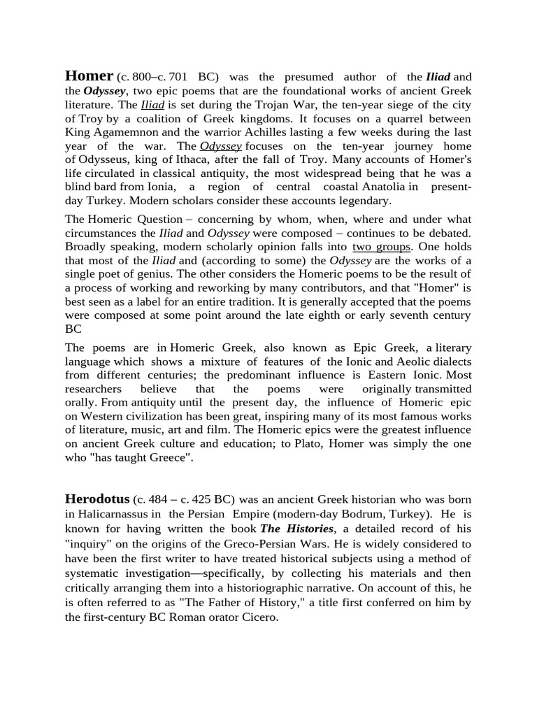 The Influence of Homer and Historians | PDF | Homer | Marxism