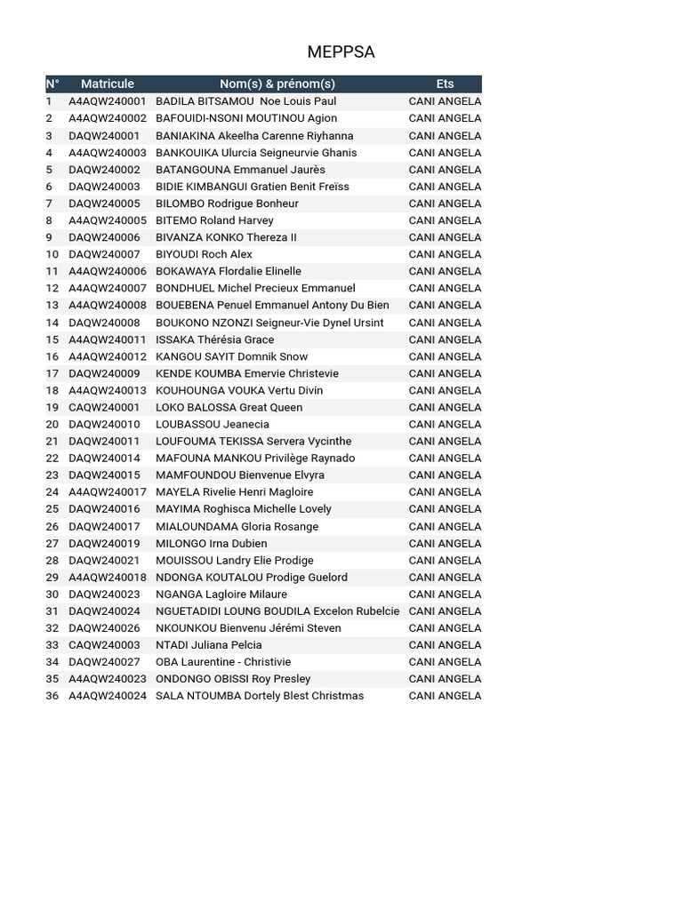 MEPPSA 2025 Participant List | PDF