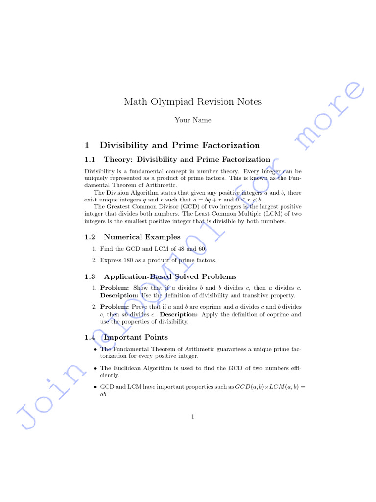 Olympiad Odyssey Perplexed Physicist Exclusive Number Theory Notes ...