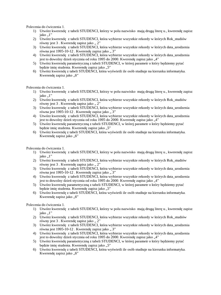 Na Przyk ad Je eli Chcemy Wyszuka Rekordy PDF