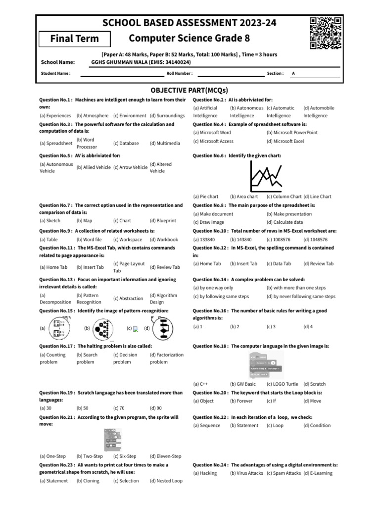 Grade 8 Computer Science Assessment 2023-24 | PDF | Control Flow ...
