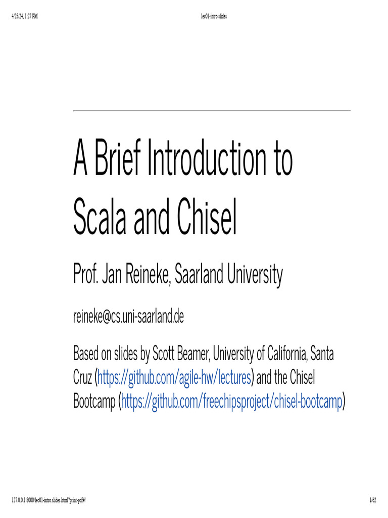 Intro to Scala and Chisel | PDF | Boolean Data Type | Integer (Computer ...