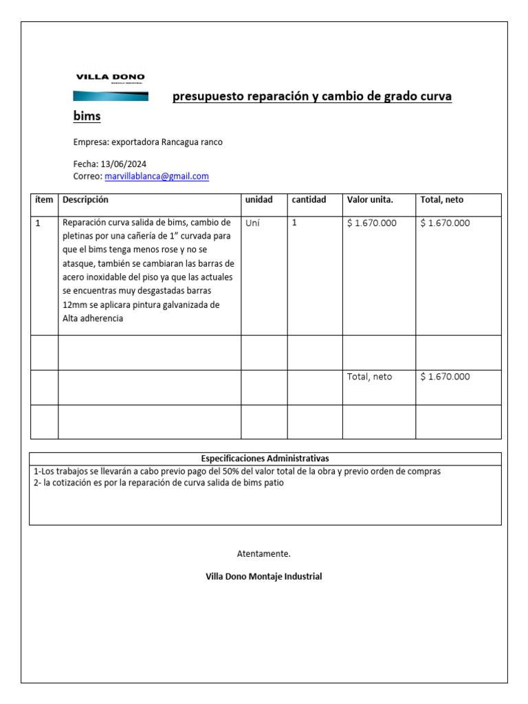 Curva Salida de Bims | PDF