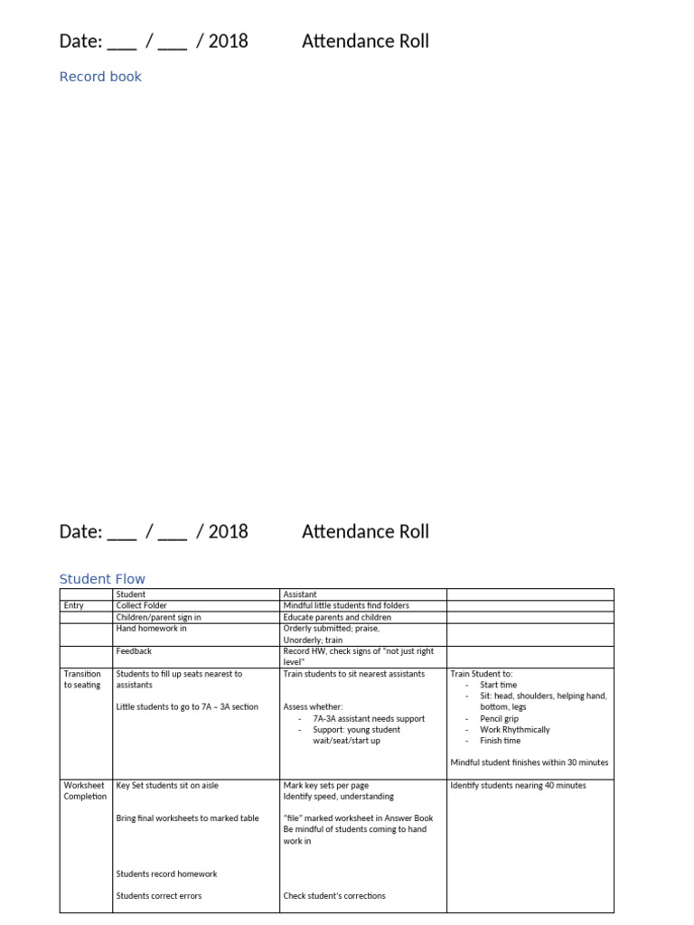 Attendance Roll and Student Management Guide | PDF