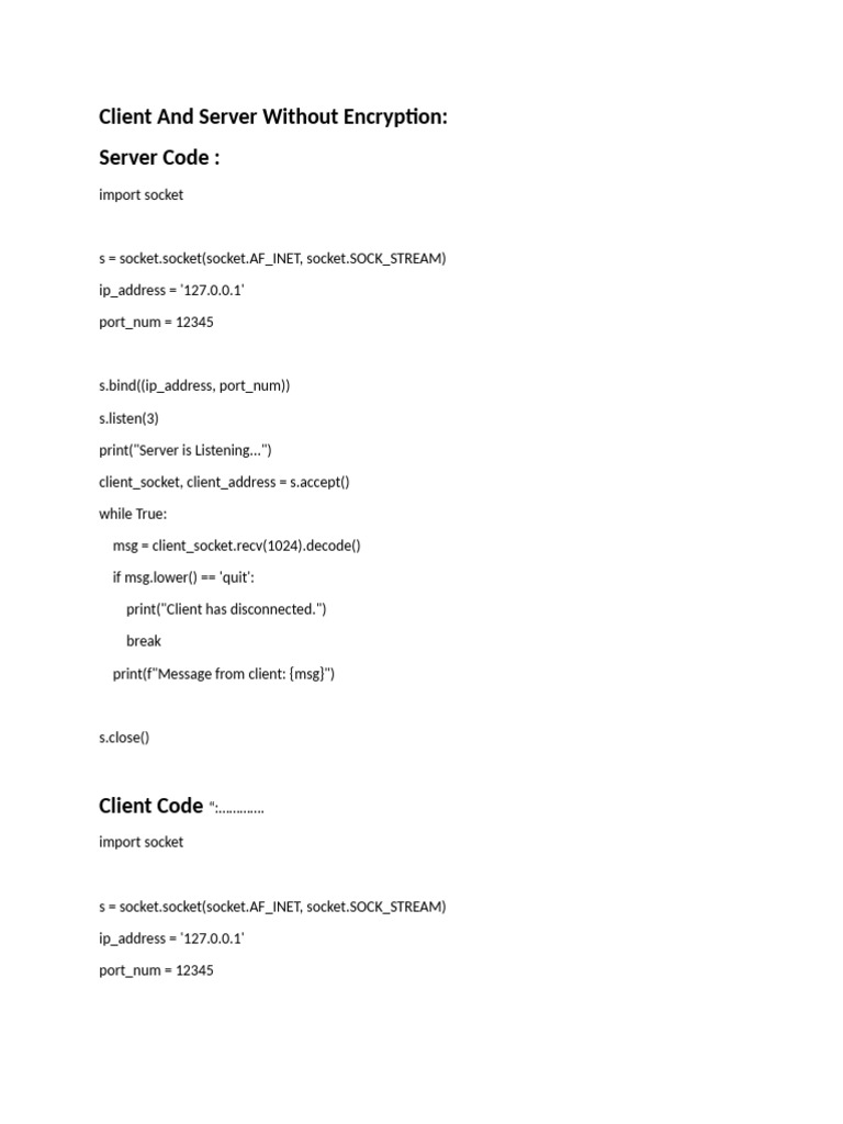 Client and Server Without Encryption | PDF