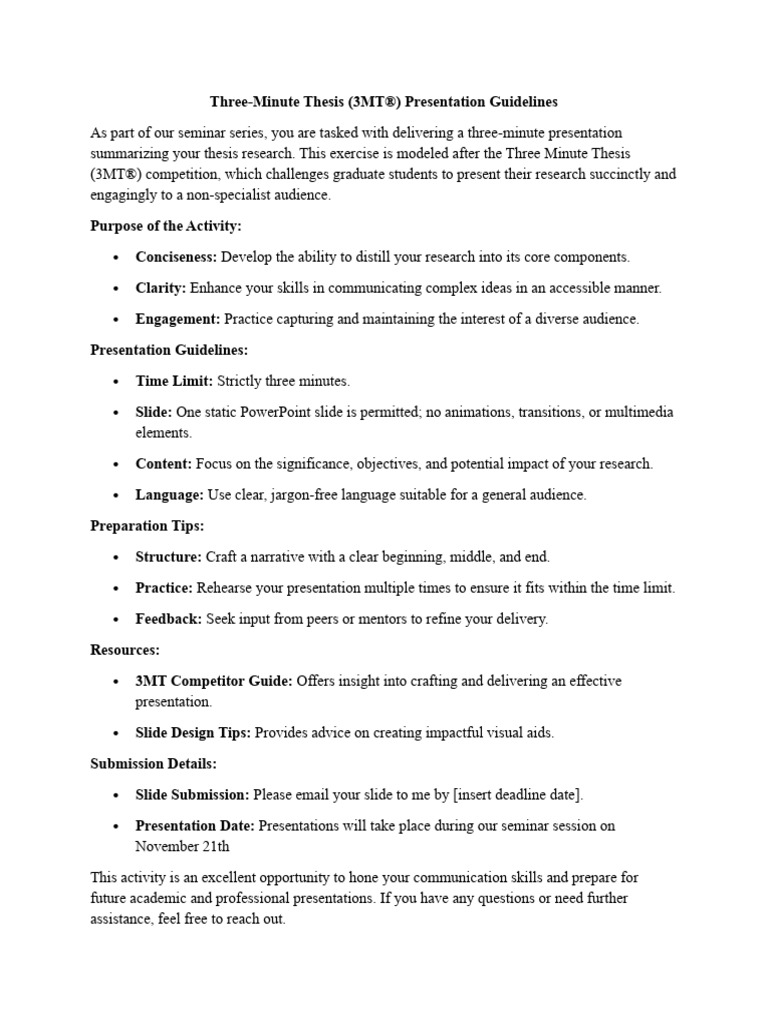 3minutes Thesis Presentation Pdf Career Growth