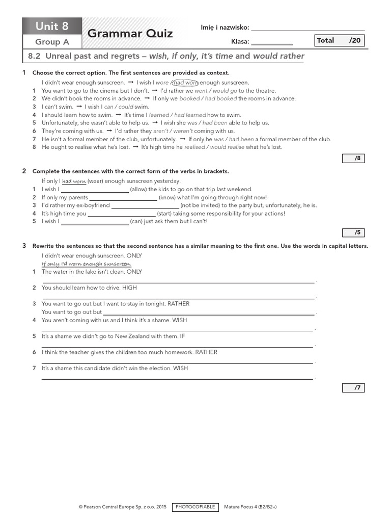 Grammar Quiz Lesson 8 2 Group A | PDF | Languages | Foreign Language ...