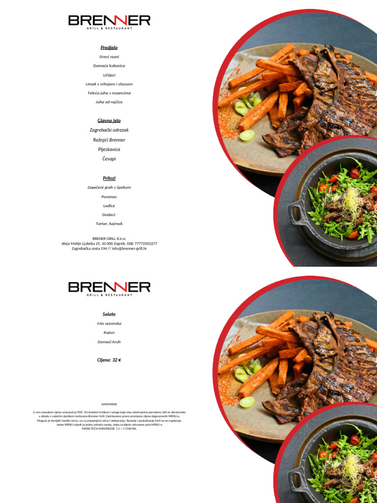 Brenner Menu 1 - Grupe Od 12 Mjeseca | PDF