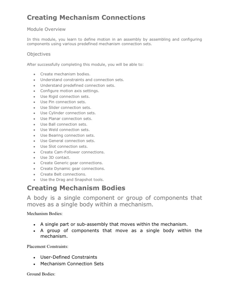 Creating Mechanism Connections | PDF | Machines | Mechanics