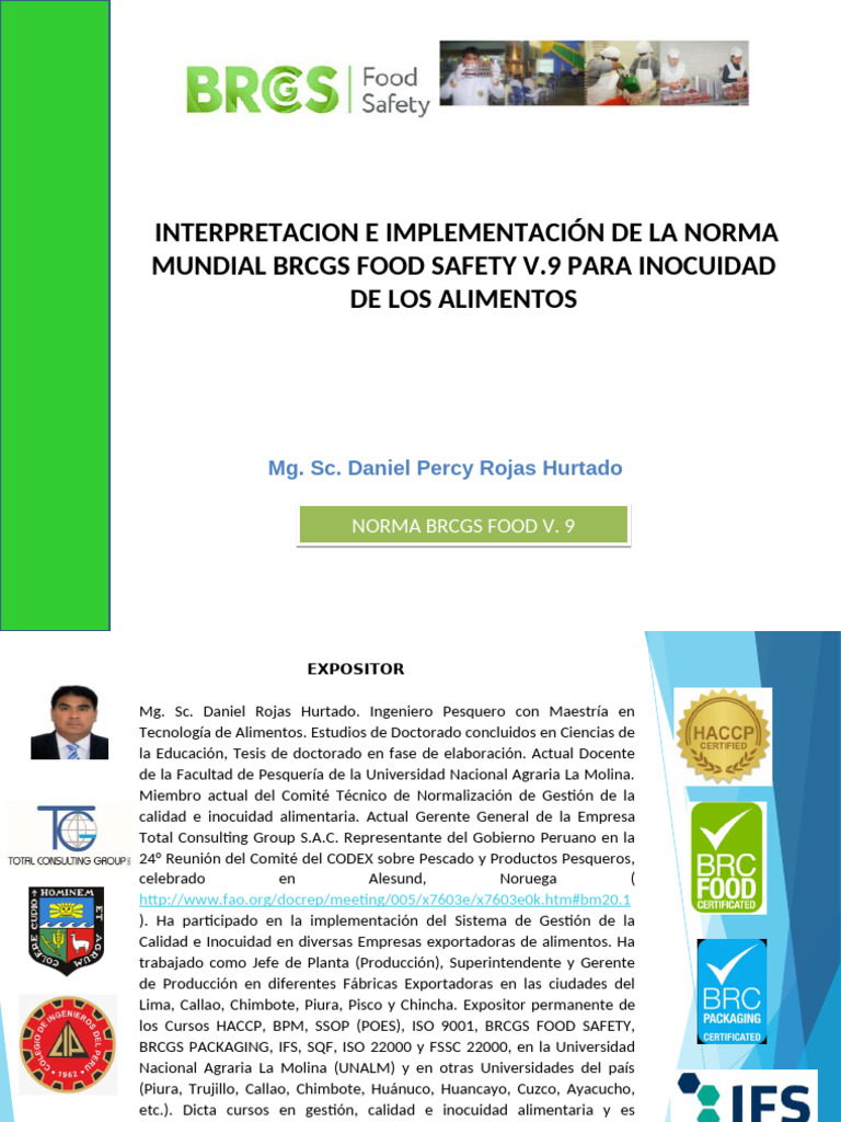 Implementación BRCGS Food Safety V.9 | PDF | Análisis de Riesgo y ...