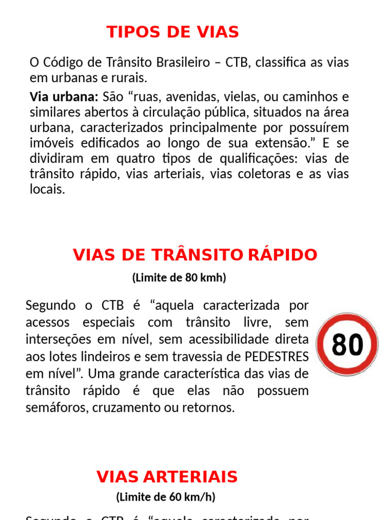 Classificação das Vias de Trânsito | PDF | Tráfego | Rodovia