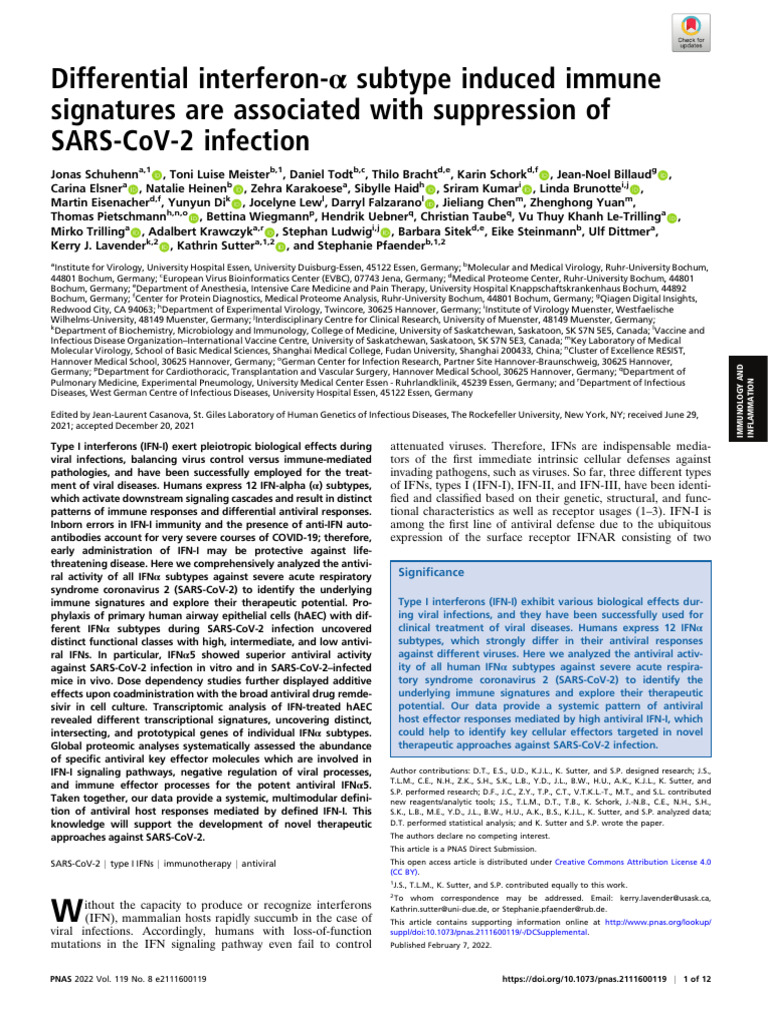 Pnas 202111600 | PDF | Interferon | Antiviral Drug