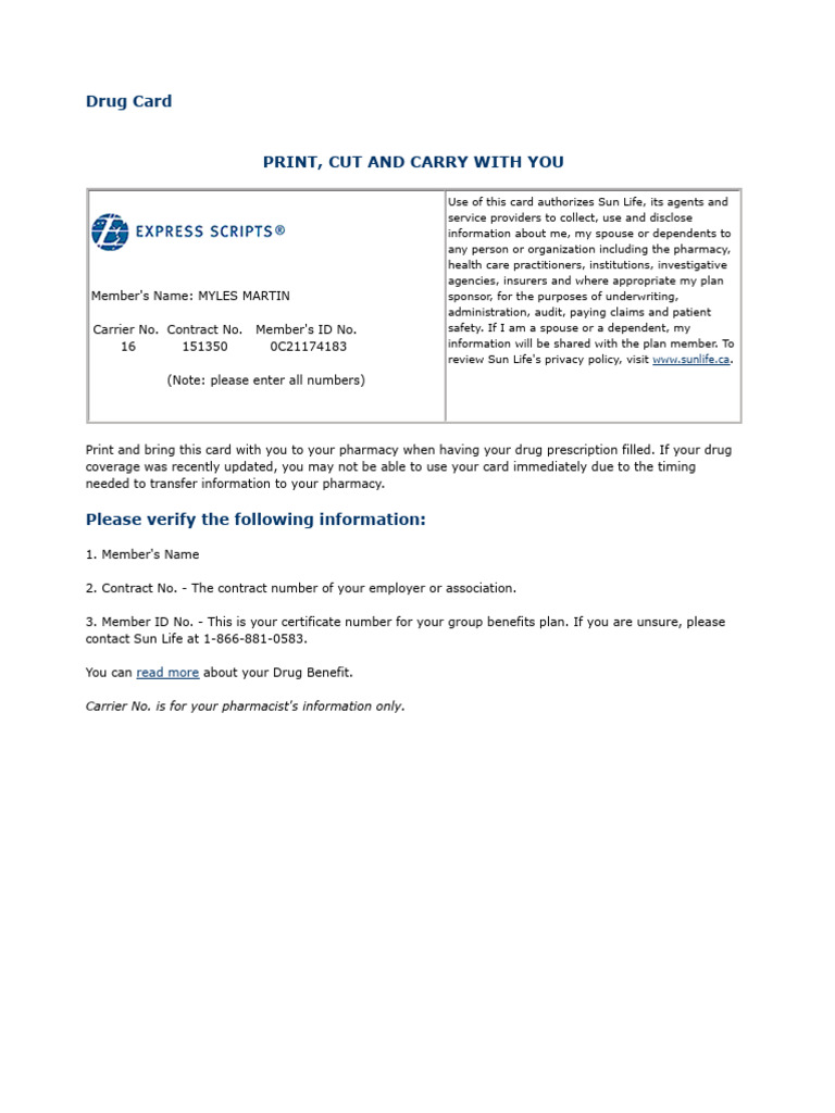 Drug Card | PDF | Self-Improvement