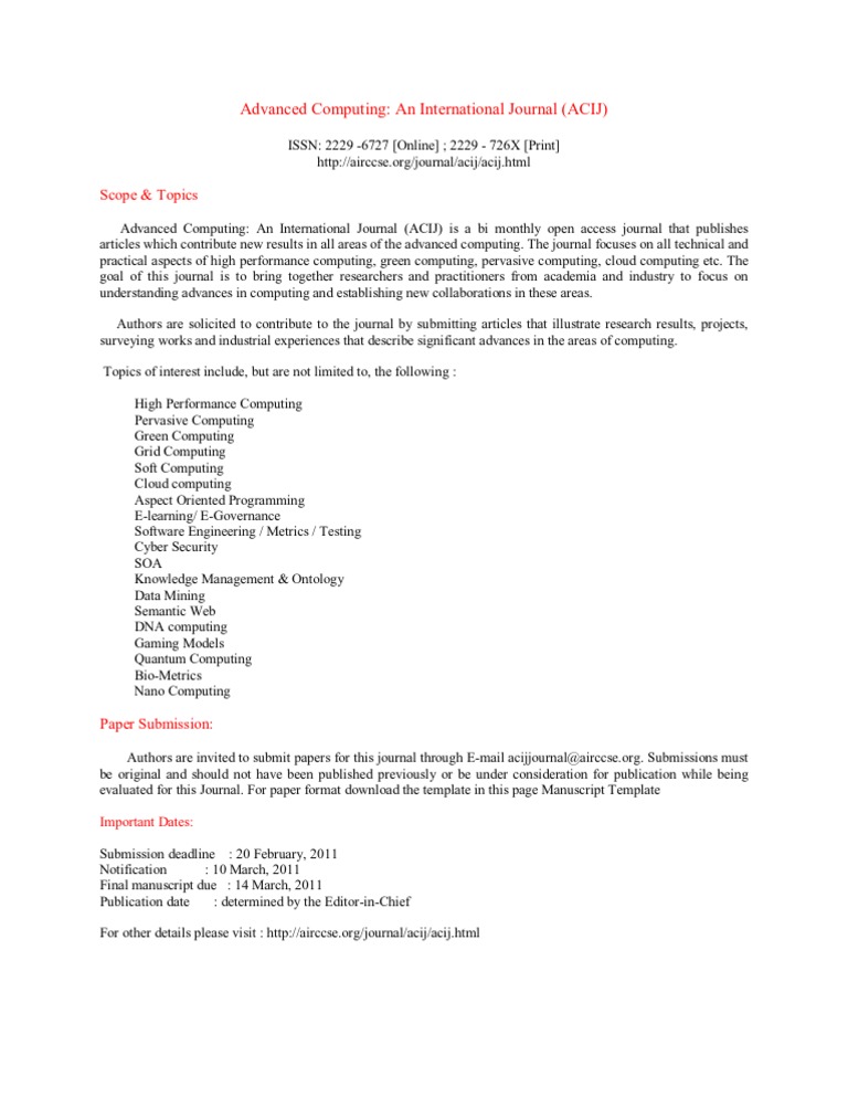 Call For Paper | PDF