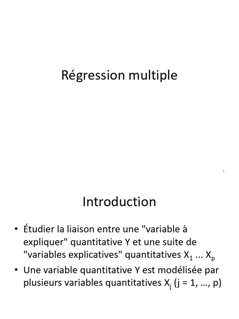 Modèle de régression linéaire multiple | PDF | Régression linéaire ...