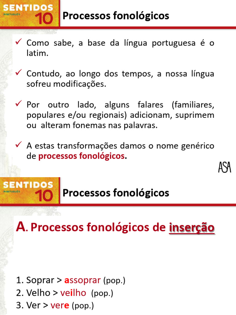Processos Fonologicos | PDF | Vogal | Fonologia