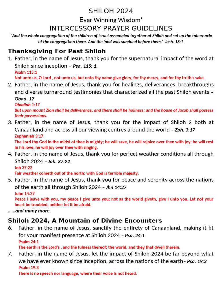 Shiloh 2024 Intercessory Prayer Guide | PDF | Glory (Religion) | Book ...