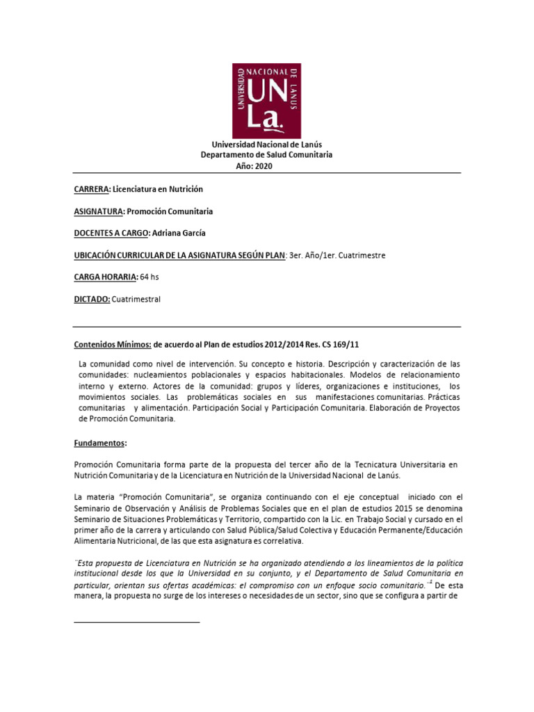 Programa Prom Com Garcia Planes 2012 y 14 2020 | PDF | Plan de estudios ...